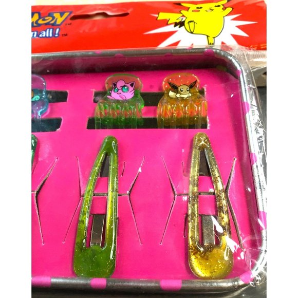 Vintage 1999 Sealed Pokemon Hair Clip Barrettes Set Metal Tin - Picture 4 of 5